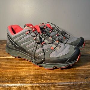 Salomon Women Shoes Synapse Hiking Athletic Trial 145464 Green/Grey/Red Sz 9.5